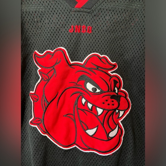 JNCO Vintage 90s Bulldog Embroidered Patch Hockey Jersey - Small - Picture 5 of 7